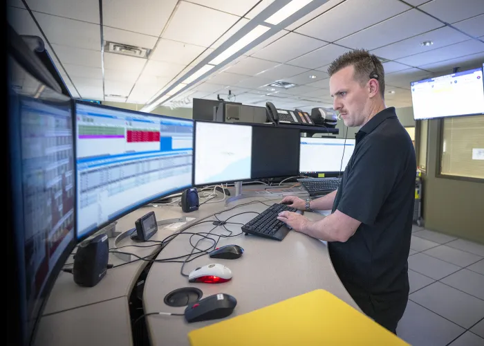 Person looking at computer dispatch system