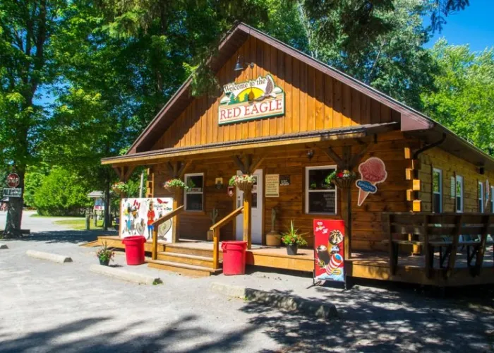 Facade of the main office at Red Eagle Campground