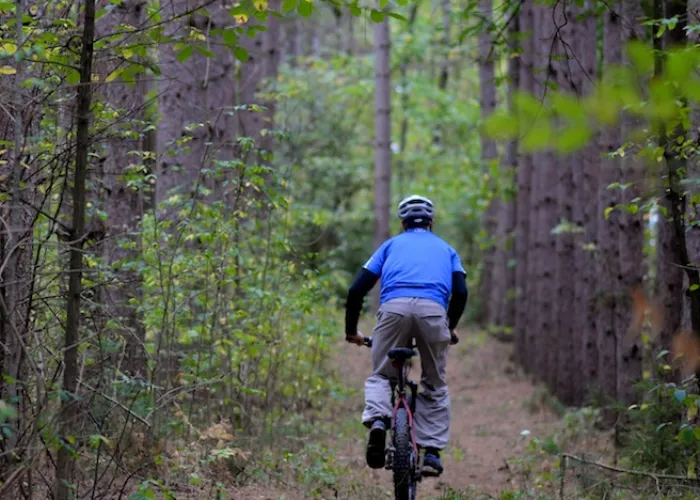 Mountain biking at Vanderwater Conversation Area in Tweed, Ontario