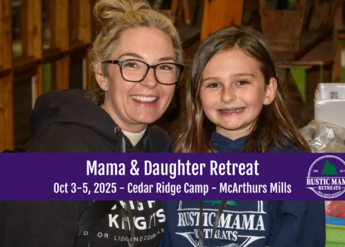 image of woman and daughter smiling with event details